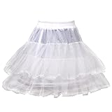 HIMRY® Reifrock Petticoat 1 Ring mit Spitze, Mini Unterrock superleicht und formstabil, Underskirt One Size Gr. 34 bis Gr.40, Hochzeitskleid Ballkleid Brautkleid Krinoline, Weiss, KXB-0012 W