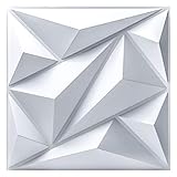 Art3dwallpanels PVC 3D Wandpaneel Diamant für Innenwand Dekor in Weiß Wanddekor PVC Paneel 3D Strukturierte Wandpaneele 12 Stück F