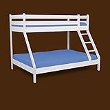 moebelstore24 Etagenbett Hochbett Kinderbett Jugendbett Gästebett 90x200cm und 140x200 Massiv Kiefer Weiss mit R