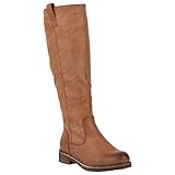 Gefütterte Damen Stiefel Reiterstiefel Langschaft Boots Schuhe 149762 Hellbraun Berkley 38 F