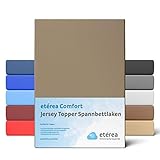 etérea Jersey Topper Boxspringbett Spannbettlaken 200x200 bis 200x220 cm - Superweiches Spannbetttuch aus 100% Baumwolle, Topper Bettlaken bis 10 cm Topperhöhe, M