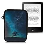 kwmobile Tasche für eReader - Neopren Hülle Schutzhülle Galaxie Baum Wiese Blau Grau Schwarz - 17 x 12 x 2 cm Innenmaß