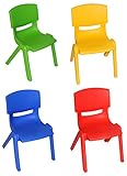alles-meine.de GmbH Tisch & Stühle _ Sitzgruppe _ Artikel & Farbe frei wählbar _ 4 TLG. Set: Kinderstühle - BUNT - bis 100 kg belastbar / stapelbar / kippsicher - für AUßEN & INN