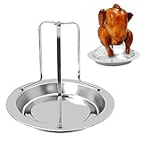 SIMUER Huhn Braten Rack Hähnchenbräter Hähnchengrill Hähnchen Edelstahl Antihaft Vertikal Huhn Halter BBQ Chicken Bräter Ständer für Backofen Oder Grill mit Silikonbü