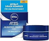 NIVEA Gute Nacht Pflege 24h Feuchtigkeit + Regeneration (50 ml), Gesichtscreme für die Hautregeneration über Nacht, Nachtcreme mit Vitamin E, Lotus Extrakt und Antiox