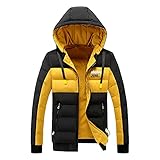 Yowablo Jacke Herren Herbst Winter Farbabstimmung Langarm Parkas Mit Kapuze Reißverschluss ( XXL,4Gelb )