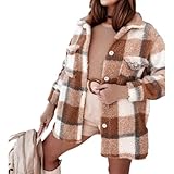 Yikesnt Damenjacke Herbst- und Wintermode Allgleiches Einfarbig Großes Revers Loser Langarm-Pendlermantel Mit Taschen M