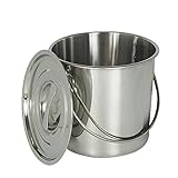 WUPYI2018 Eimer Edelstahleimer Kücheneimer Futtereimer Milcheimer Sektkühler EIS-Eimer mit Edelstahl Deckel,6L/12L (6 Liter)