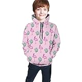 YTPass Unisex Rosa Flamingos und Kakteen Fleece Pullover Hoodies Langarm Sweatshirts mit Kap