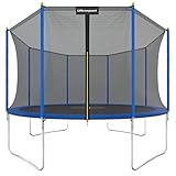 Ultrasport Garten Trampolin mit 366 cm Durchmesser, mit Elastik-Seilsystem statt Sprungfedern, kein Quietschen, belastbar bis 150 kg, Trampolin Komplettset, Farbe: schw