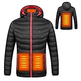 PEPENE Warme Jacke Heated Vest für Damen, Winddichte Fleece Outdoor-Winterjacke mit Kapuze, Beheizte Jacke mit 3 Heizzone, mit 3 Heizmodi USB-wiederaufladbaren, für Wandern Skifahren Camping