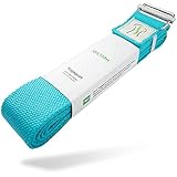 BACKLAxx® Yoga Gurt Baumwolle - Nachhaltiges Yoga Band petrol 250 cm lang mit praktischem Verschluss aus Metall - Ideal zum Yoga, Pilates und Dehnen - inkl. Anwendungsvideos Yogab