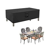 Abdeckung für Gartenmöbel 180x120x74cm Rechteckig 420D Oxford Gewebe Abdeckung für Gartenmöbel-Set Wasserdicht, Winddicht, UV-Beständiges, Winterfest für Gartentische, Stühle und Möbelsets, Schw