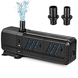 1500L/H 15W Aquariumpumpe Mit Filter Wasserpumpe Tauchpumpe Teich Brunnen Pumpe Aquarium Pumpe, für Teich Brunnen Aquarium, mit 4 Saugnapf 2 Düsen (13/16mm) 1,4m Kab