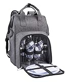 Amazon Brand – Eono 2 Personen Picknickrucksack Kühltasche mit Geschirrset & Deck