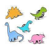 PULABO billig 5X Metall Emaille Pin Brosche Abzeichen Niedlichen Cartoon Dinosaurier Serie Broschen Anzug Hemd Pullover Pin Kinder Geburtstag Pins für Kinder Spielzeug Robust und kostengünstig