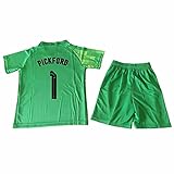 LJB Fußballtrikot für Herren und Jugendliche, #1 Pickford, Fußballtrikot, Trainingsbekleidung, Herren und Kinder, T-Shirt UK 2021-22, Grüner Kurzarm, L