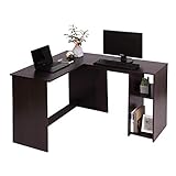 Schreibtisch L-förmiger Computertisch mit Regalebenen Eckschreibtisch PC Tisch für Heim und Büro Bürotisch M