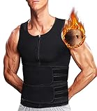 DUROFIT Sauna Weste Schwitzanzug Neopren Saunaanzug Herren Training Fitness Bauchweg Satrk Formend Bodyformer Schwitzen Vest Workout Sweatsuit Gym Sport Schwarz M