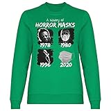 wowshirt Damen Sweatshirt A History of Horror Mask Halloween Purge Film Jason Serienmörder, Größe:XS, Farbe:Kelly G