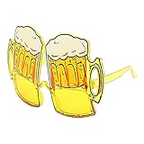 SDER Eine nach der anderen Bierbrille Herren und Damen gelbe Retro-Brille Party lustige Brille ovale Bier Festival Zubehör Kostüm Schießen Requisiten (Gelb, Einheitsgröße)