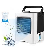 Surfiiiy Mobile Klimageräte, Mini Persönliche Klimaanlage, 4 in 1 Luftkühler, Ventilator, Luftbefeuchter, Lufterfrischer mit 3 Geschwindigkeiten Air Cooler für Schlafzimmer Wohnzimmer Büro Reise (A)