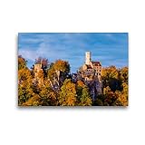 CALVENDO Premium Textil-Leinwand 45 x 30 cm Quer-Format Schloss Lichtenstein auf der Schwäbischen ALB, Leinwanddruck von Werner D