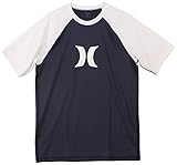 Hurley Herren Short Raglan Sleeve 50+ UPF Sun Protection Rashguard Hemd, Obsidian, M