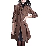 Damen Mäntel Umlegekragen Herbst Winter Langarm Tops Solide Plüsch Jacke Casual Outwear Parka Cardigan Slim Overcoat, Kaffee_A80, 46
