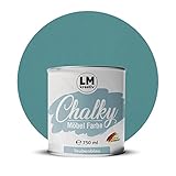 LM-Kreativ Chalky Möbelfarbe deckend 750 ml (Taubenblau), matt finish In- & Outdoor Kreide-Farbe für Shabby-Chic, Vintage, Landhaus S