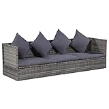 Ksodgun Gartenbett Outdoor Garten Liegestuhl Tagesbett Sonnenliege Gartenmöbel Grau 200×60 cm Poly R