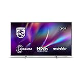 Philips Ambilight 75PUS8505/12 75-Zoll Smart TV (4K UHD, P5 Perfect Picture Engine, HDR 10+, Dolby Vision, Dolby Atmos, Sprachassistent, Android TV, Triple Tuner) Hellsilber [Modelljahr 2020]