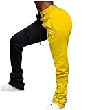 Damen-Hose, Sommer, Baggy, Sporthose, modisch, bedruckt, Patchwork, lange Pants, Sweatpants, Fitness, Jogging, Workout Gr. Large, gelb