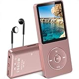 AGPTEK MP3 Player, 8GB verlustfrei MP3 mit 1,8 Zoll Bildschirm, 70 Stunden Wiedergabezeit tragbare Musik Player mit Kopfhörer, mit FM Radio, Bilder, Aufnahmen, E Buch, bis 64GB TF Karte, Rosag