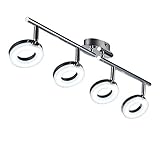 B.K.Licht I schwenkbare LED Deckenleuchte I Chrom I 4x 4,5W 450lm LED Platine I warmweiße Lichtfarbe I 4-flammige Deckenlampe I Spotleuchte I Breite: 68,5