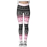 Vectry Damen Hose Yoga Leggings Christmas Strumpfhosen High Waist Elastischer Bund Freizeithose Fitnesshose Blickdichte Jogginghose Trainingshose Herbst Winter Hose Größe S