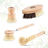 Groval® Waschbürsten 4er Set | für Küche & Haushalt zur Geschirrreinigung | Bambus Waschbürsten | Nachhaltig | Vegan | Biologisch abbaub