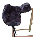 A&M Reitsport Fellsattel Merino Lammfell Baumloser Sattel Reitpad Schwarz Braun Beige, Farbe:B