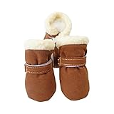 QOXEFPJZ pfotenschutz Hund 4 stücke Dicke warme wasserdichte Winter Hund Schuhe rutschfeste Regen Schnee Stiefel Schuhe for kleine Hunde welpen Chihuahua Haustier Pfote (Color : C, Size : S)