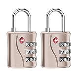 ZHEGE TSA Kofferschlösser, Gepäckschlösser, 3 Stellige Vorhängeschlösser Zahlen für Rreisekoffer, Tasche, Rucksäcke, Kleines Zahlenschlösser Spind für Mädchen (2 Stücke, Roségold)