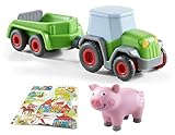Haba Traktor mit Anhänger und Ferkel Geschenkset Little Friends B