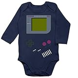 Shirtracer Baby Strampler Mädchen & Junge - Gameboy - 6/12 Monate - Navy Blau - Strampler Junge 80 - BZ30 - Baby Body Lang