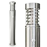 Außenleuchte Dakar mit Bewegungsmelder, moderne Sockelleuchte aus Edelstahl und Kunststoff-Scheiben, Wegeleuchte 80 cm, Gartenlampe mit E27-Fassung, max. 15 Watt, Gartenbeleuchtung IP44