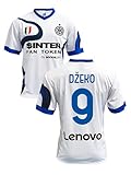 ZeroPlayer Inter Edin Dzeko 9 Away 2021 2022 Offizielle Nachbildung (Größe 2 4 6 8 10 12 Jahre Kinder Jungen) (Größe S M L XL XXL Erwachsene) Weiß, Blau, Schwarz, 100% Poly