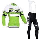 logas Outdoor Sports Herren Langarm Radtrikot und Trägerhose Set Gel Pad Größe S-3XL