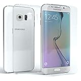 EAZY CASE Silikonhülle & Panzerglas Set kompatibel mit Samsung Galaxy S6 Edge Plus I Displayschutzglas, Panzerglas nur 0,3 mm 9H Härte, Schutzhülle Ultra dünn, Silikon Hülle, Transparent/Kristallk