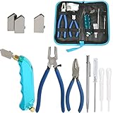 BUYGOO Profi Glasschneider Set - Profi Glasbrech- und Fugenzange Pliers, Glasschneidergriff, Schneidkopf 2 Größen, Öltropfer Skulpturenstift Schraubendreher Tasche, Heavy Duty Glass Cutter T