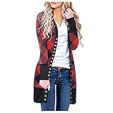 GFGHH Damen Strickjacke Cardigan Herbst Winter Casual Sweater Outwear Open Front Strickmantel Langarm Pullover mit Tasche Strickcardigan mit Knopf Grobstrick Strick Jacke Oversize Knitwear O