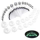 LLGL-EU Ohr-Stretching-Kit 54 Stück 14G-00G Ohrmessgeräte Expander Set Acryl Verjünger und Stecker & Silikon Tunnel Piercing-Schmuck-Set mit Eva-Box