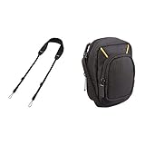 Hama Neopren Kameragurt „Loop 130“ (Universal Kamera-Tragegurt, längenverstellbar von 70-130cm, Schnellverschluss) schwarz & Amazon Basics Kameratasche für Kompaktkameras, groß
